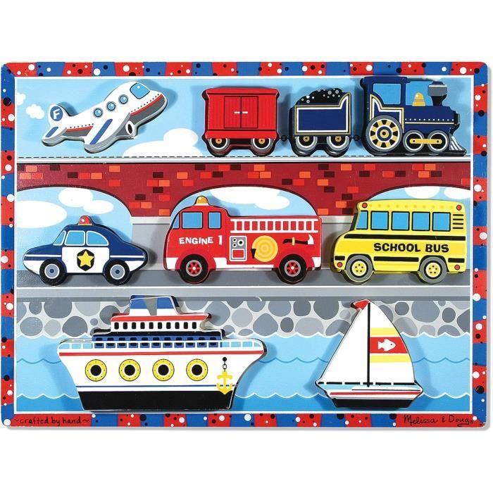 Puzzle À Grosses Pièces En Bois Véhicules, Cadeau Pour Enfants De 2 3 4 ...