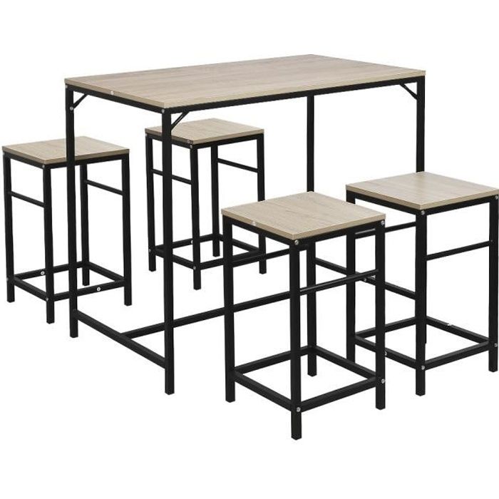 table à manger avec 4 chaises kiesha - meuble de cuisine - marron - contemporain - design