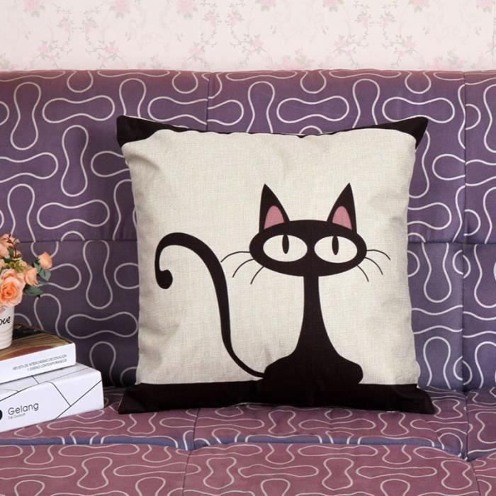 Coussin Canapé Taie d'oreiller housse de coussin 45cm X 45cm (Chat) - Maison