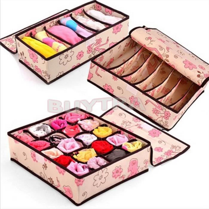 Boite Rangement Sous Vetements Organisateur Chaussettes Lingerie 3 Pcs Achat Vente Boite De Rangement Soldes Cdiscount
