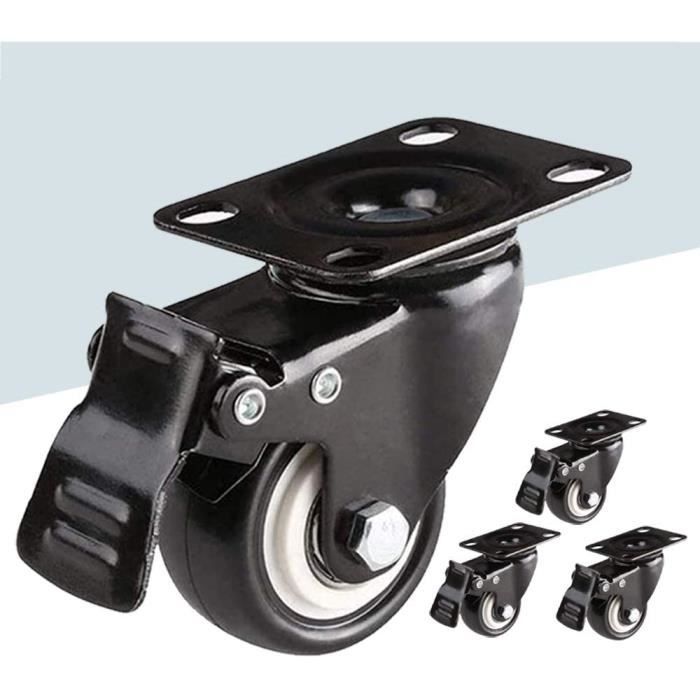 Roulettes Pour Meubles 75 Mm – Charge Lourde Avec Frein, Capacité Totale 450 Kg – HOLKIE