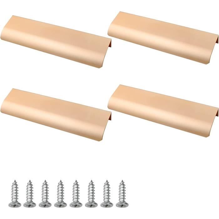 5 Pièces Poignee De Meuble Cuisine Invisible, 150 Mm Poignée Cuisine Invisible Noir, Poignée Meuble Cuisine Aluminium, Poignées D'armoire Noires Avec Vis, Pour Armoire, Placards, Commodes