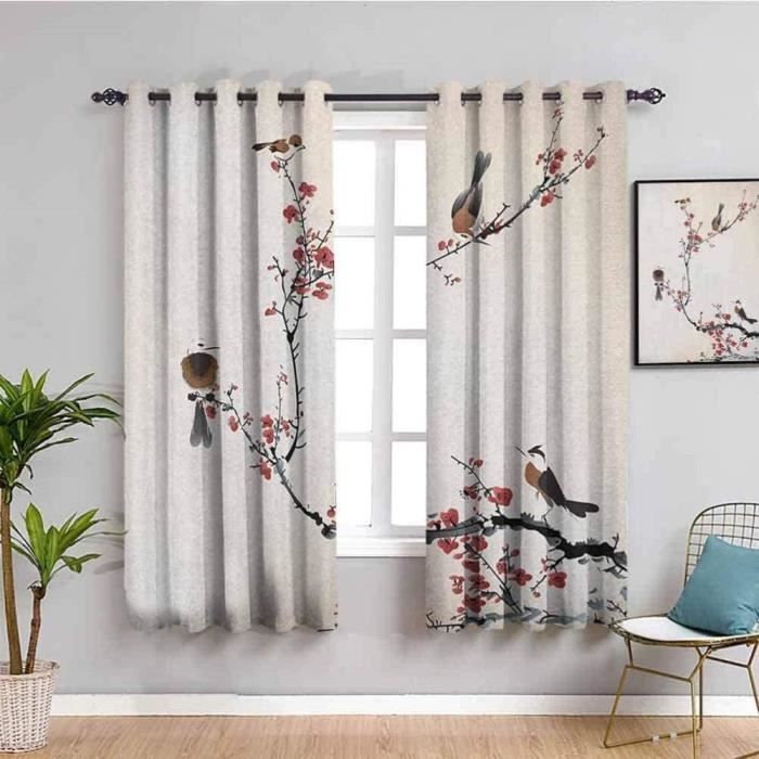 Rideau Occultant Thermiques Fleurs De Sakura Rose Rideau Design Moderne