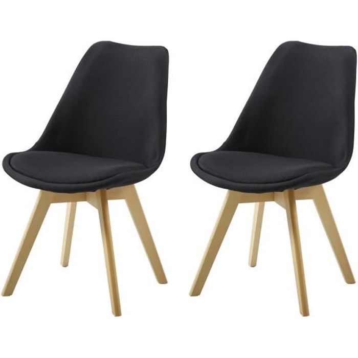 2 Chaises Velours Gris Avec Pieds En Bois - Assise Rembourrée | Hauteur 48.5cm | Capacité 150kg