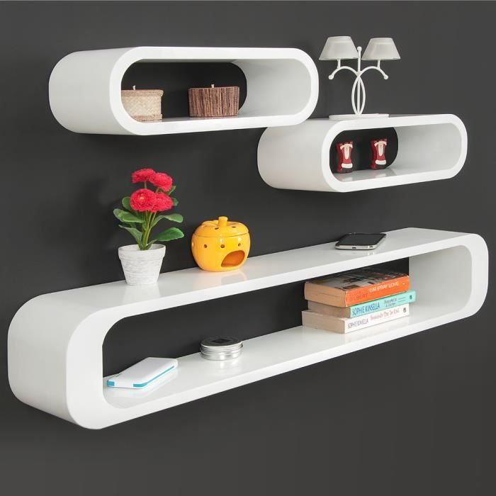 Lot De 3 Etageres Cubes Blanches Style Retro Achat Vente