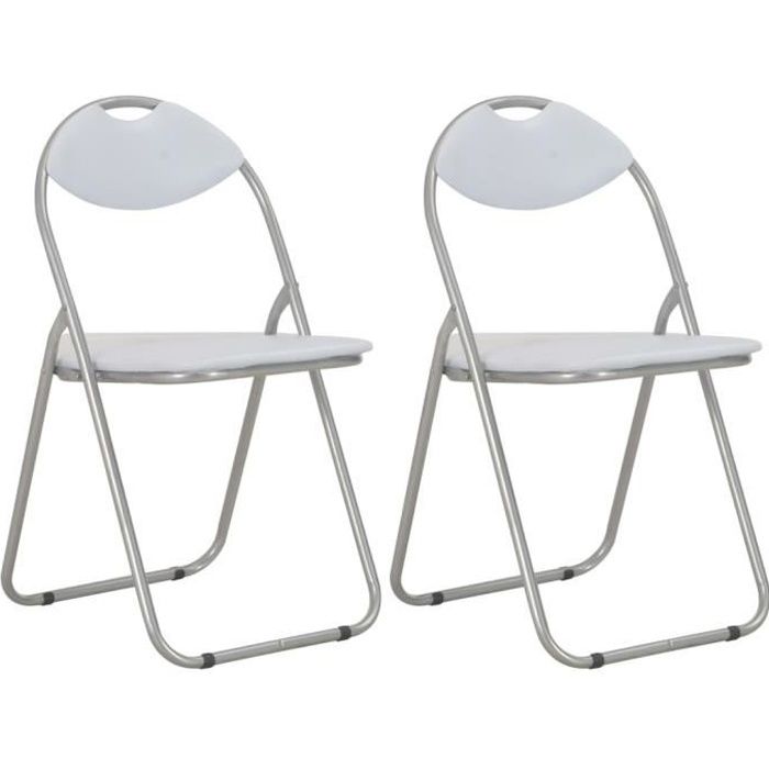 Chaises de salle à manger pliantes - Décor - Lot de 2 - Blanc - Simili