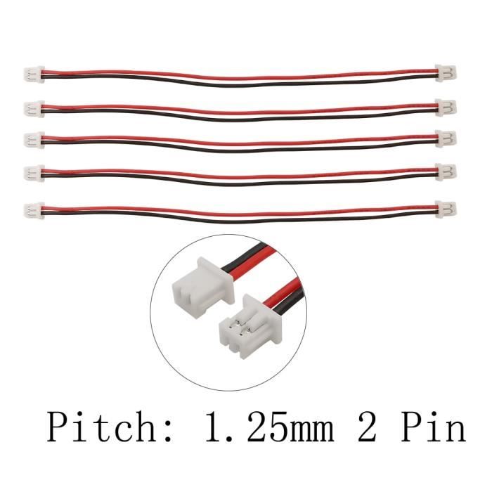 JST1.25 Lot de 20 ensembles de connecteurs mles et femelles Micro JST 1,25  mm à 2 broches avec cbles (2 auto fils - Vvikizy - Cdiscount Bricolage