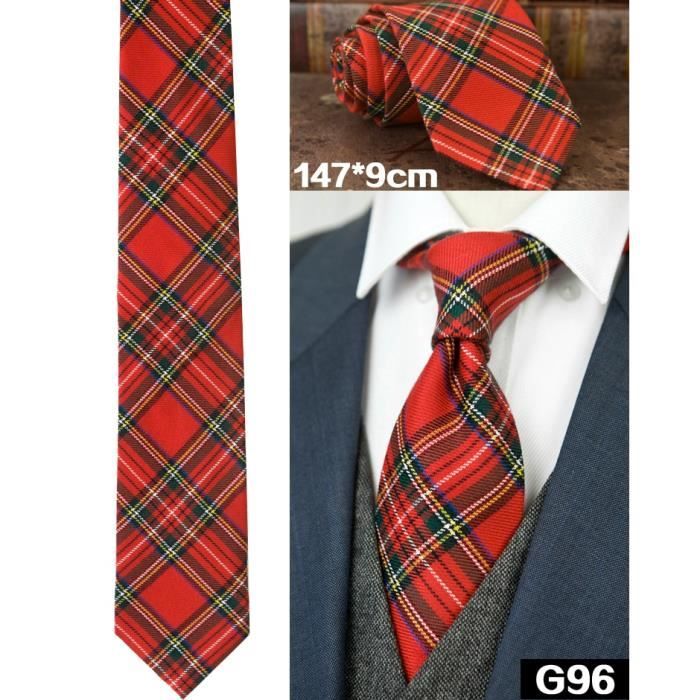 Blanc Traditionnel & tartan rouge Cravate carreaux écossais 