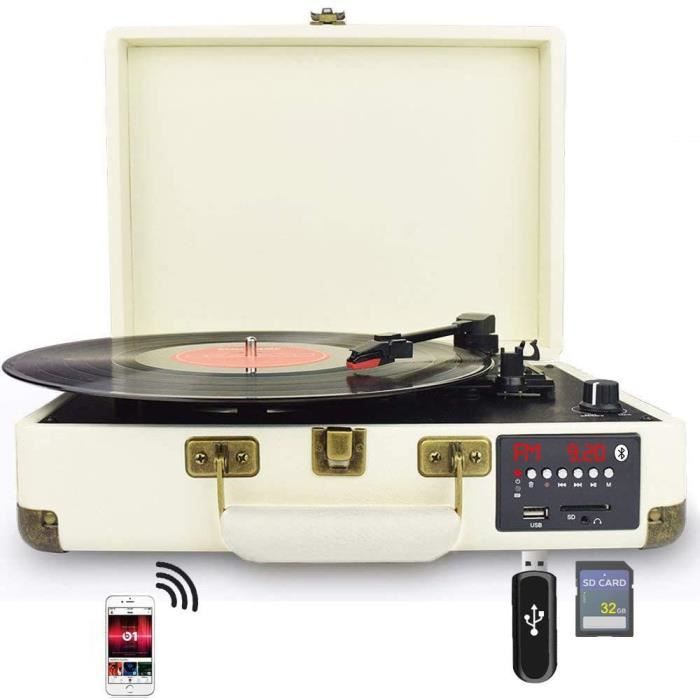 Platine Vinyle Bluetooth DIGITNOW! - 3 Vitesses, Haut-parleurs Intégrés, Conversion MP3 Via USB/SD, Radio