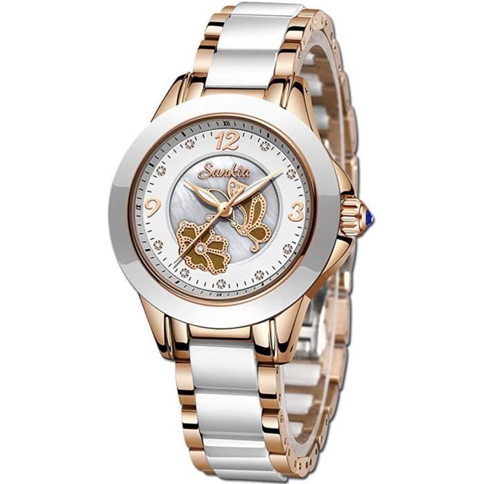 SUNKTA Montre Femme Robe Or Rose Montre Femme Mode Imperm able