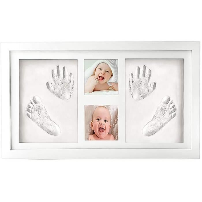 Blanc Kit de Cadre photo souvenir avec tampon encreur pour empreintes de pied et de main de bébé 