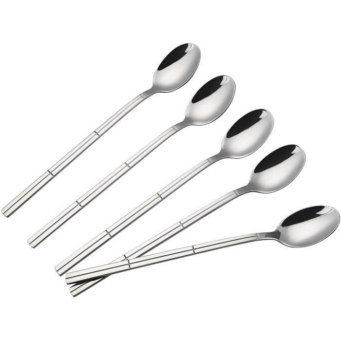 6 Pcs Cuillères À Dessert En Métal Petite Ronde Café Longue Mini Kit Gâteau