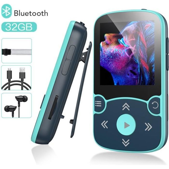Lecteur MP3 Bluetooth AGPTEK 32Go avec Clip et Podomètre HiFi sans