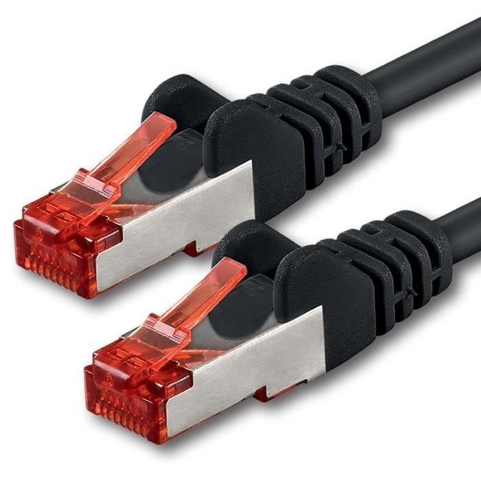 Câbles Ethernet 2m - Noir - 1 pièce - Câble Réseau CATT6 Ethernet RJ45 1000 Mo-s câble de Patch LAN Cat 6 S-FTP PIMF Com 278820