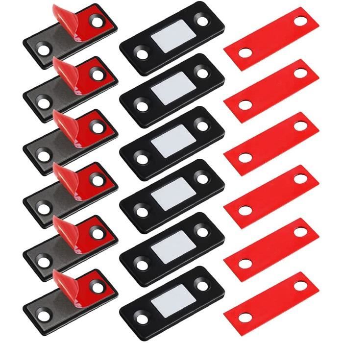 Aimant puissant,Aimant de Porte Magnétique Lot de 6 Ultra Mince Loquet Magnétique en Acier
