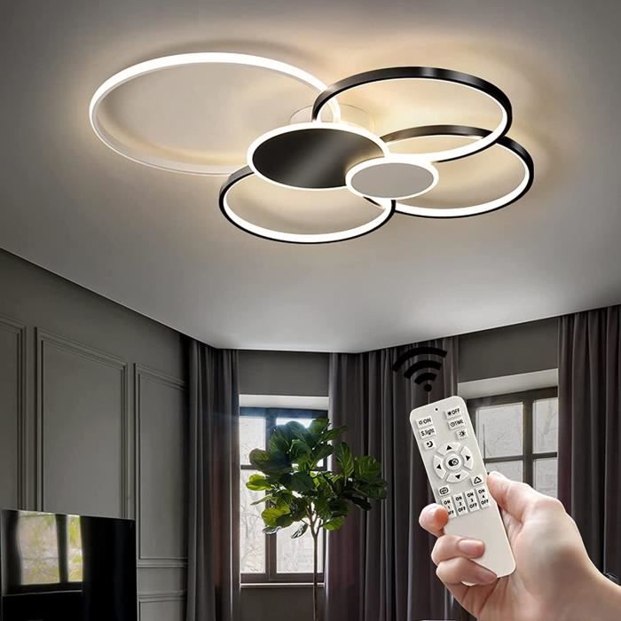 Lampes LED 6 Cercles Personnalite Moderne Creative Avec Telecommande Or  Noir Plafonnier pour Cuisine Lampe Plafond Salon D'en - Cdiscount Maison