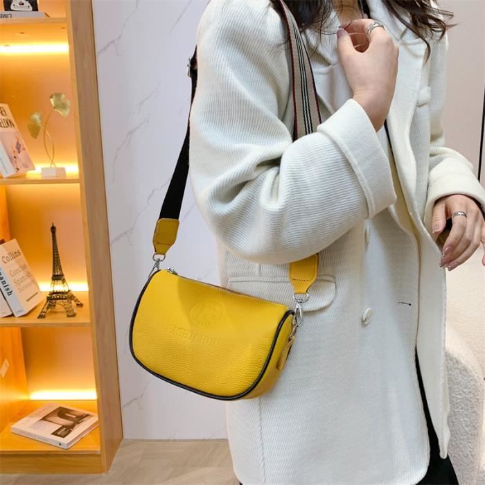 Sac cuir store jaune femme