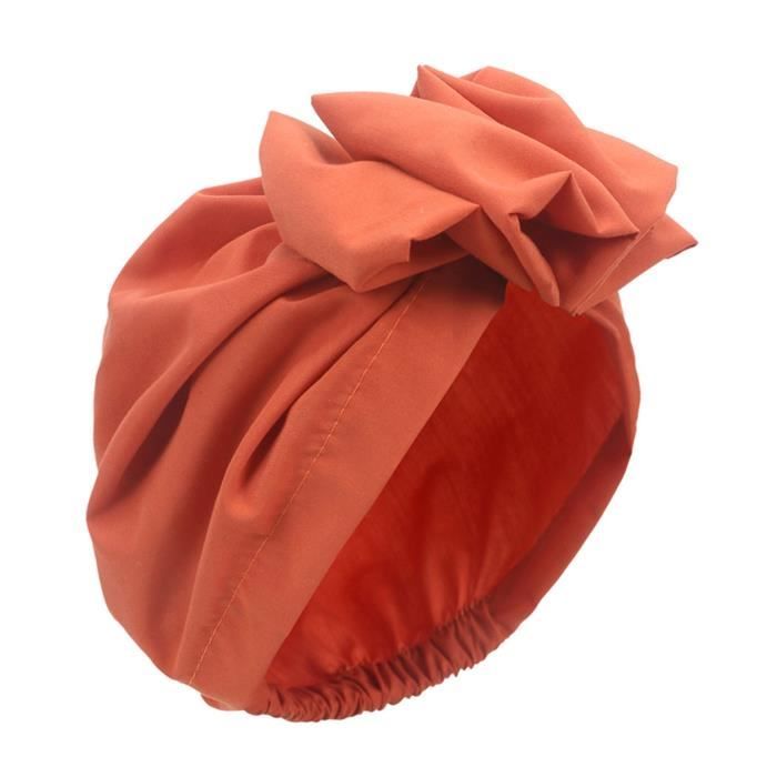 la couleur rouge turban élastique à la mode pour femmes, chapeau à nœud floral, écharpe de tête douce, couvre