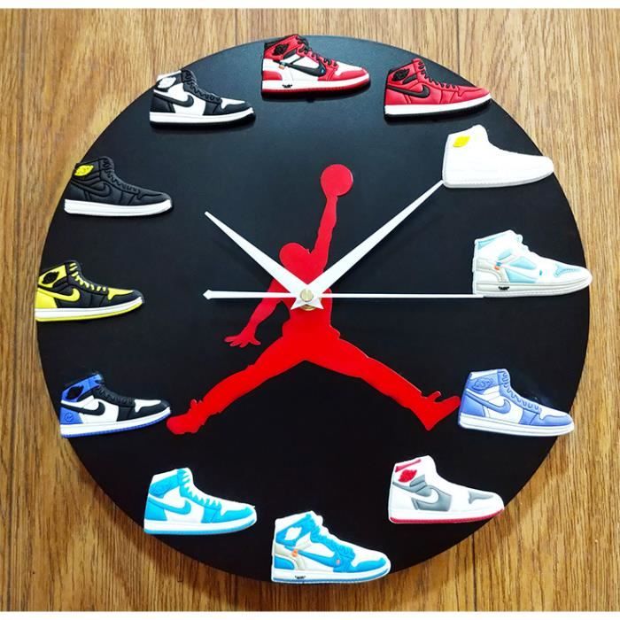 O 1 Horloge murale lumi re Led 3D pour chaussures de basket ball