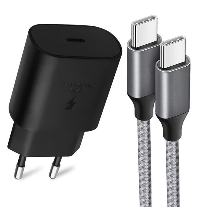 Chargeur USB C PHONILLICO 25W + Câble Samsung S22/S21/S20/Note 20