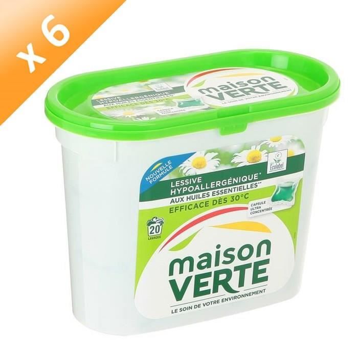 MAISON VERTE Lessive fraicheur été en capsules - Lot de 20 x 6