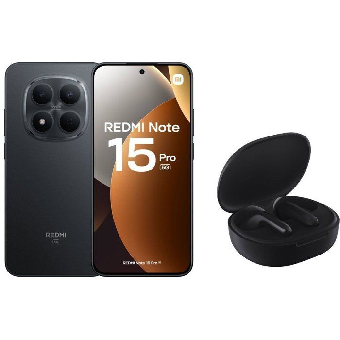 Xiaomi Redmi Note 15 Pro 5G RAM 8Go Stockage 256Go Noir Version Française + Écouteurs Sans Fil Xiaomi Redmi Buds 4 Lite Noir