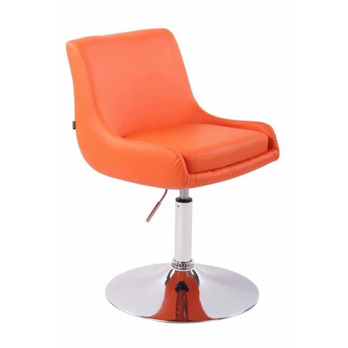 fauteuil lounge club en similicuir - clp - pivotant et réglable en hauteur - orange