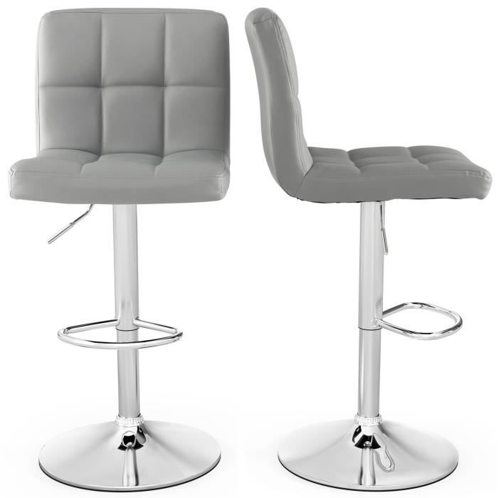COSTWAY Lot de 2 Tabourets de Bar en Cuir PU Hauteur du Siège Réglable 65-85 cm avec Dossier Surélevé Repose-Pieds&Base en Métal COSTWAY Lot de 2 Tabourets de Bar en Cuir PU Hauteur du Siège Réglable 65-85 cm avec Dossier Surélevé Repose-Pieds&Base en Métal