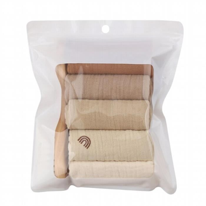 Lot De 5 Carrés De Mousseline Pour Bébé - 30x30 Cm, Coton Biologique, Doux Et Absorbant