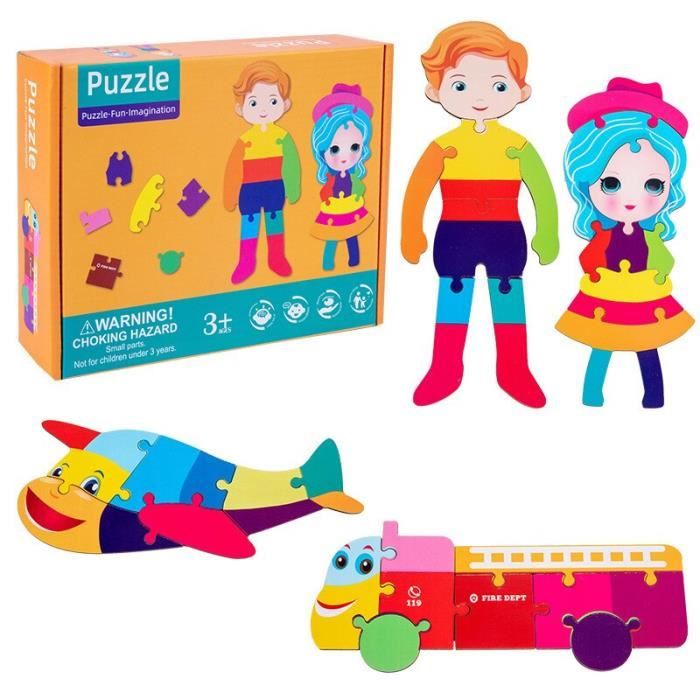 ASTARON Puzzle Magnétique Voiture Avion 60 Autocollants – 51 Pièces – 3 En 1 – Éveil Bébé Tout-Petit