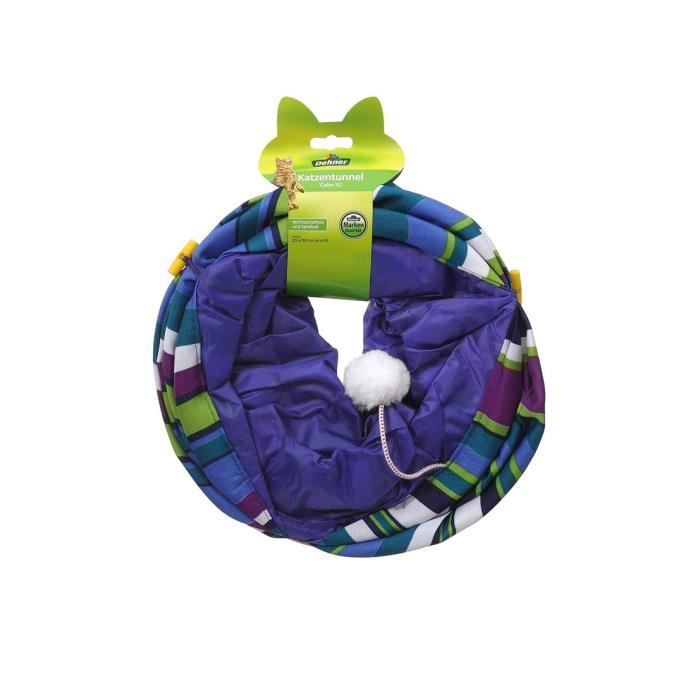 Dehner Tunnel pour Chat Color XL, Ø 25 cm, Longueur 90 cm, Polyester, Bleu - 3137890