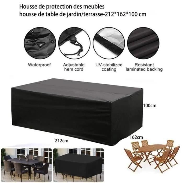 LEKEFETO Housse De Table Jardin Imperméable 160x90x10cm - Protection Meubles Extérieur