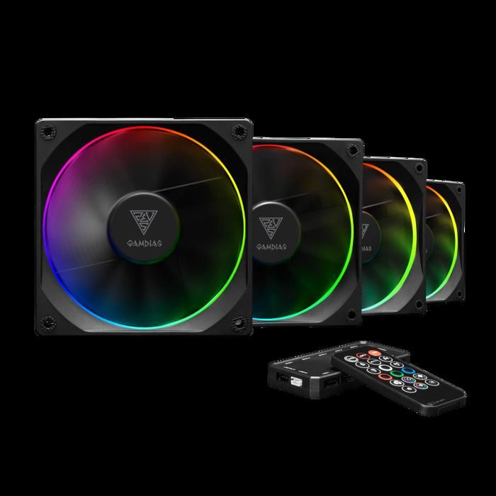 Pack de 4 ventilateurs supplémentaires Gamdias Aeolus M3 RGB 120 mm 2 000 trmin ARGB PWM - vue 1