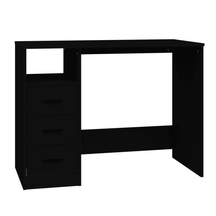 Bureau - GOTOTOP - M1080 - Noir - Bois dingénierie - 3 tiroirs - 102x50x76 cm