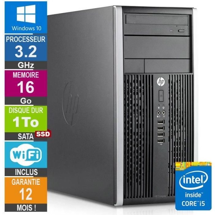 Top achat PC Portable PC HP Pro 6300 MT Core i5-3470 3.20GHz 16Go/1To SSD Wifi W10 pas cher