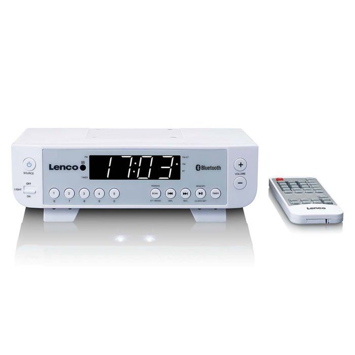 Lenco KCR-100WH - Radio de cuisine FM avec Bluetooth® éclairage LED et minuteur - Blanc
