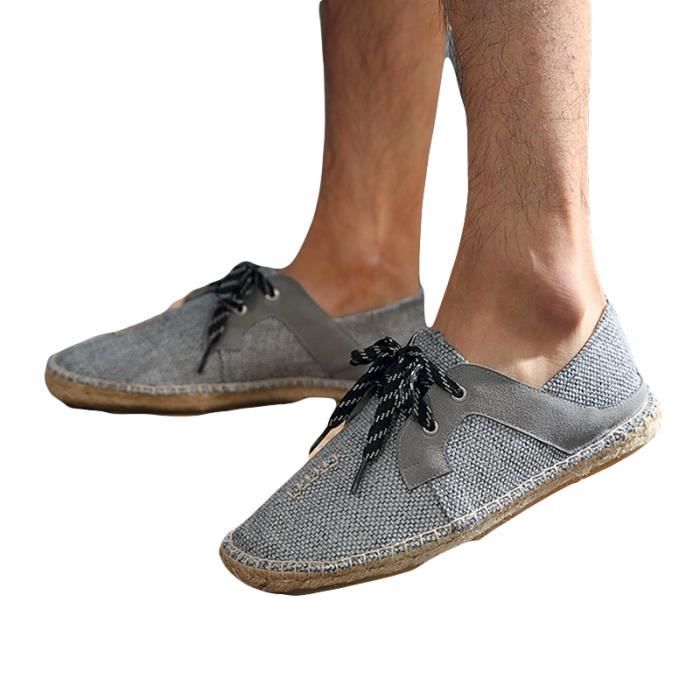 Espadrilles Homme plates classique uni Reservoir Shoes Toile Semelle en corde Gris