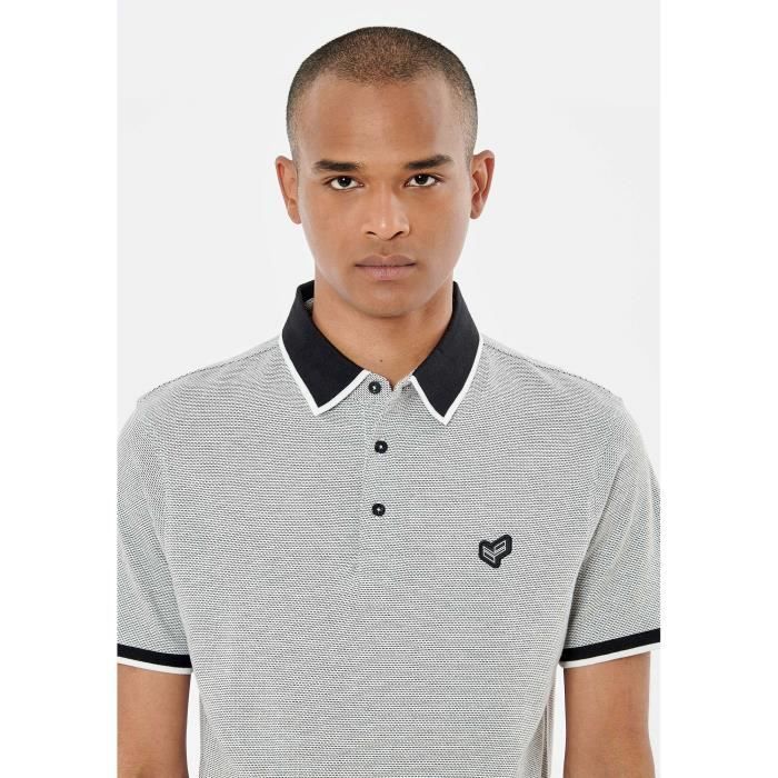 Polo homme blanc et noir KAPORAL ROMAN Manches courtes Col polo Blanc Cdiscount Pret a Porter