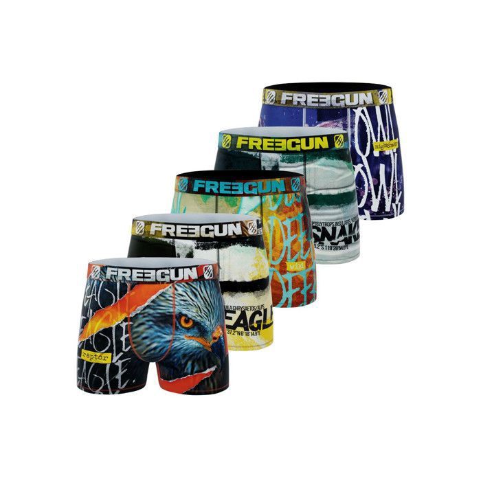 Boxers Homme Freegun Lot de 5 Confort Respirant Stretch Bleu Cdiscount Pret a Porter