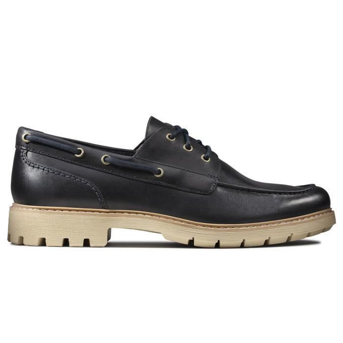 Chaussures bateau Clarks Batcombe Sail Navy Le en cuir pour homme