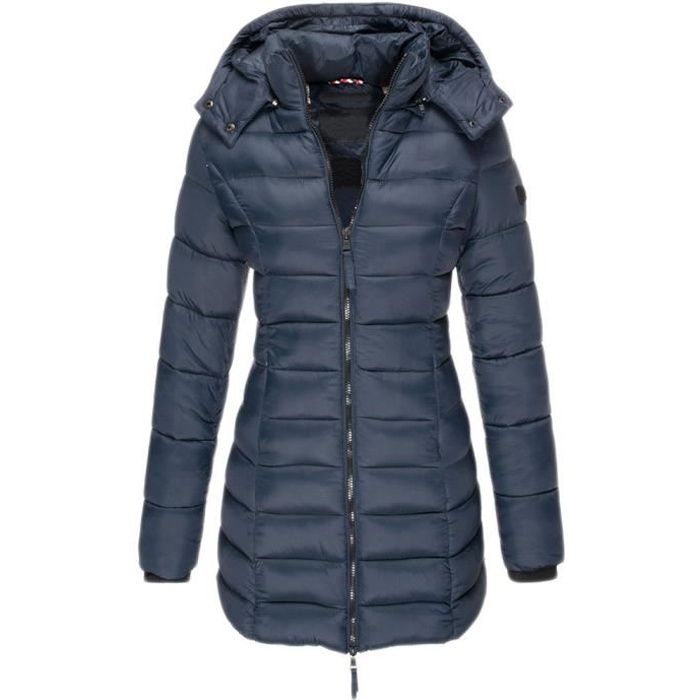 Doudoune Duvet Capuche pour Femme Doudoune Matelasse Hiver Chaud Epaissie Mi Long Slim Fit Ample Doudounes Decontractee Marine Marine Cdiscount Pret a Porter