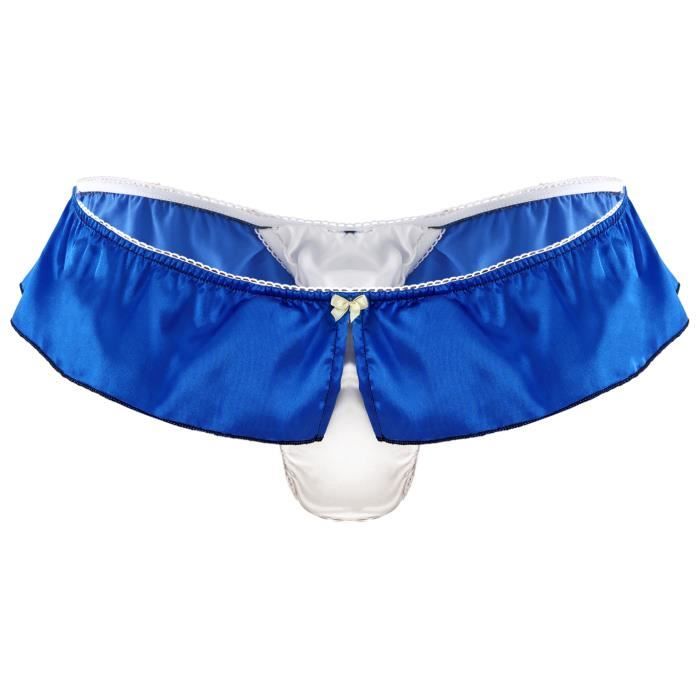 Inhzoy Homme String Satin Sous v tement Volants Slip Tanga Thong