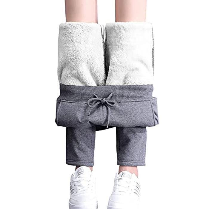 MAGISDU Pantalon De Survêtement Pour Homme Doublé En Polaire Sherpa Avec Poches à Fermeture éclair - Pantalon De Jogging D'hiver Thermique épais Et