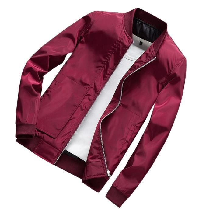 Veste GUOCU Homme Chic Casual col Montant Rouge