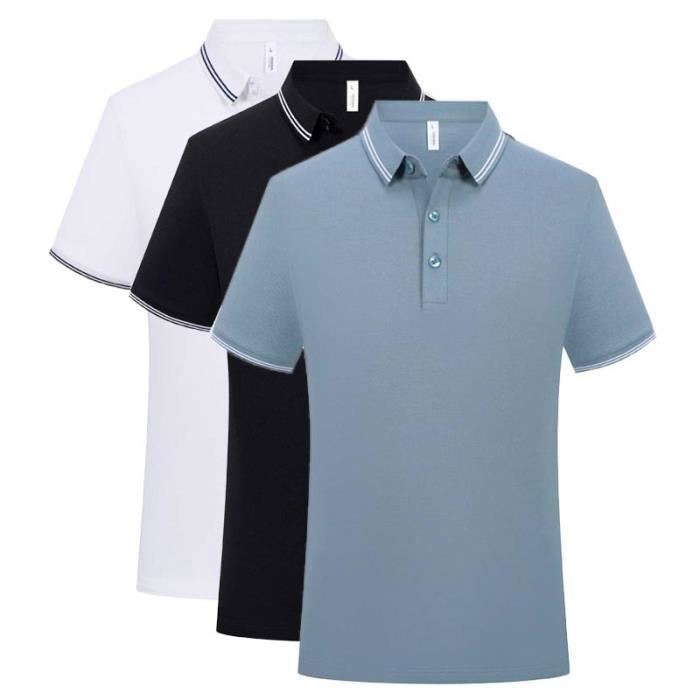 Blouse De Travail Homme Col En V - T-Shirt Coton Manches Courtes Couleur Unie Boutonné Décontracté Regular Fit