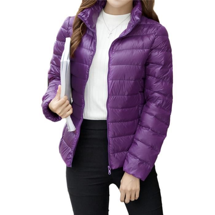 Femme Doudoune Ultra Legere Doudoune Court Compressible Doudoune Hiver Violet Violet Cdiscount Pret a Porter