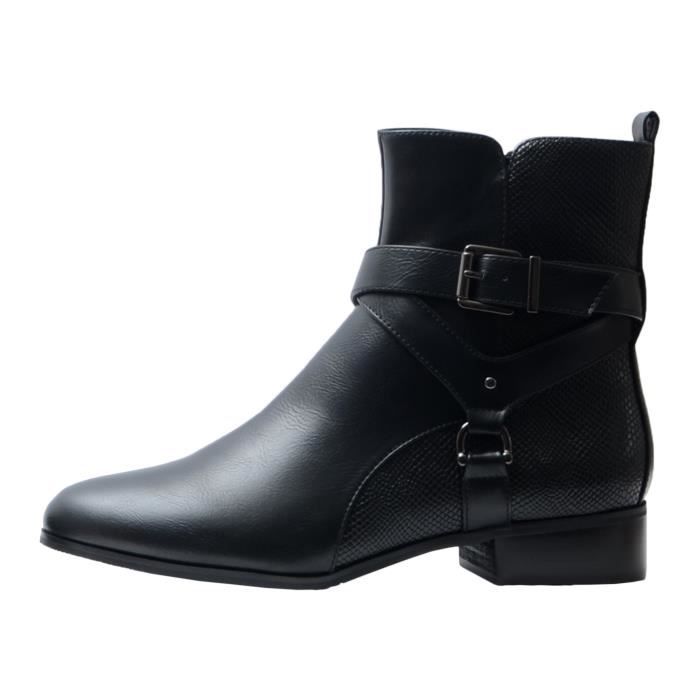 Bottines Femme - The Divine Factory - Noir - Boucle de serrage - Confort exceptionnel