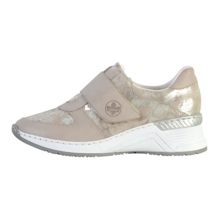 Basket Cuir Rieker Eagle Femme Scratch Compensé Blanc Multicolor