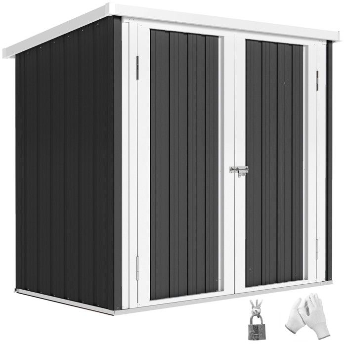 Abri de jardin cabane - Outsunny - 109 m² rangement outils 2 portes verrouillables - tôle dacier - 147x86x134cm - noir blanc