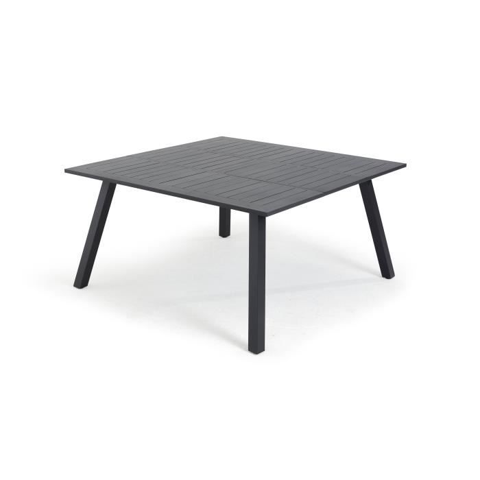 Table de jardin extensible - 145 x 145 x 74 cm - Aluminium - Oviala - Noir